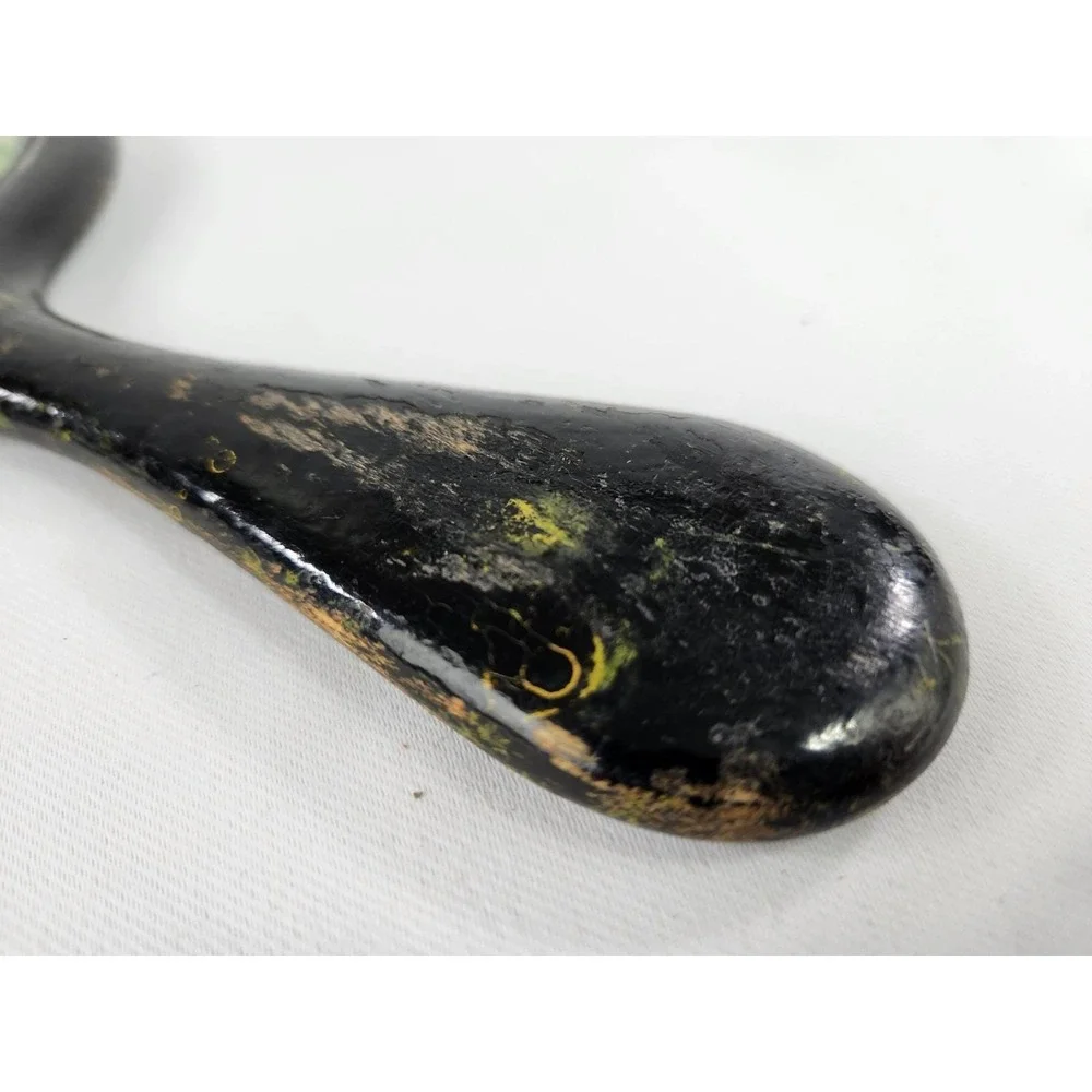 Vintage Wooden Handle Hand Mirror - Beveled Glass Aged Wood 6